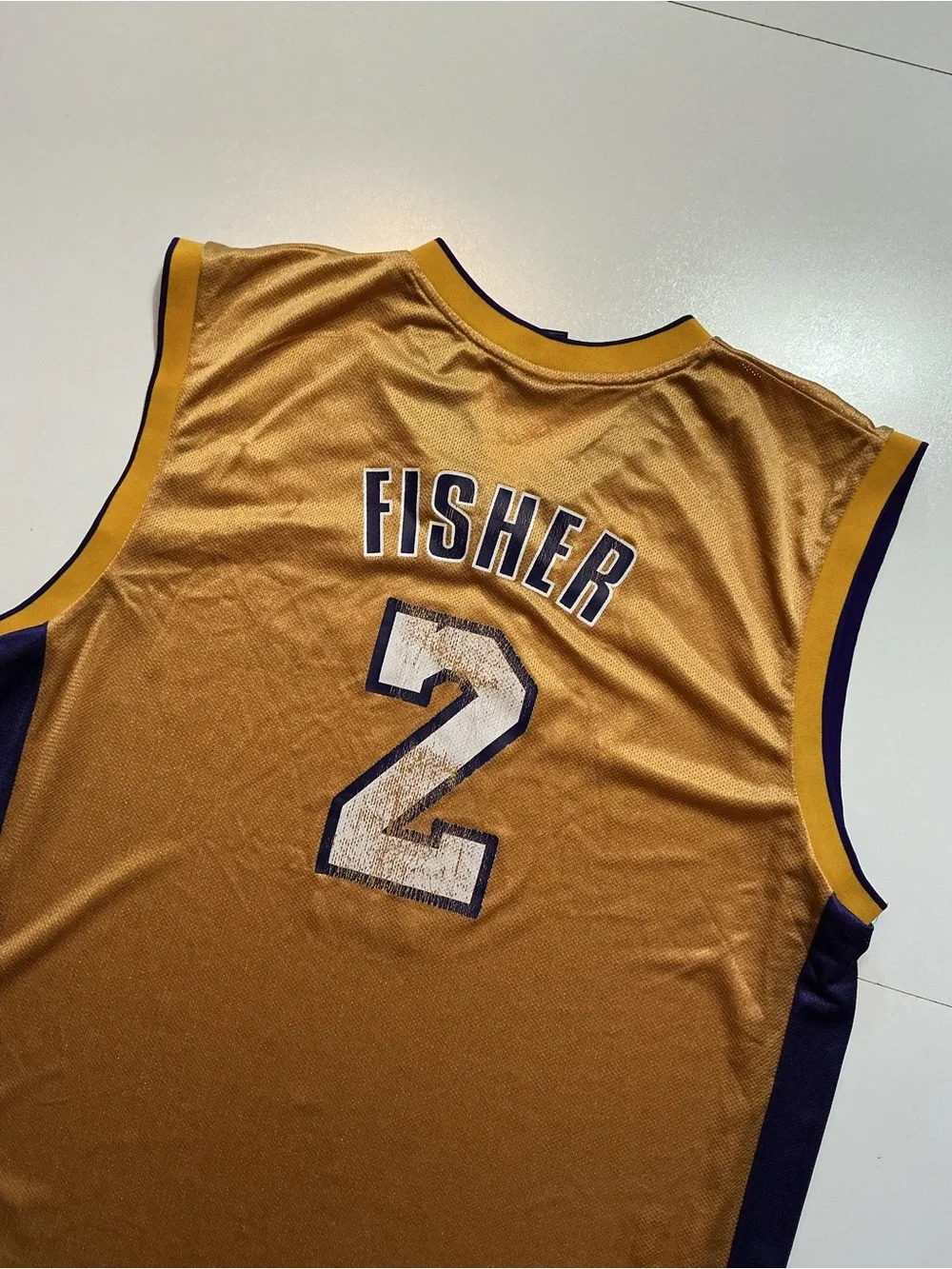 Adidas Los Angeles Lakers Derek Fisher #2 Mesh NBA Basketball Jersey